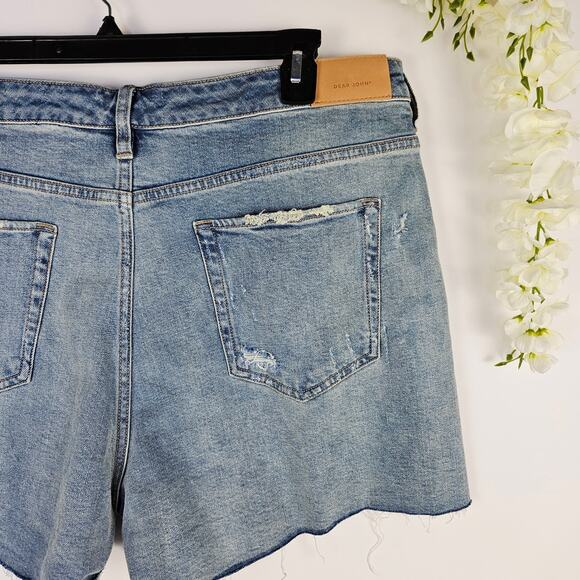 New Dear John Ivy Shorts Size 33 High Rise Distressed Denim Cutoff Short Raw Hem - Picture 6 of 13